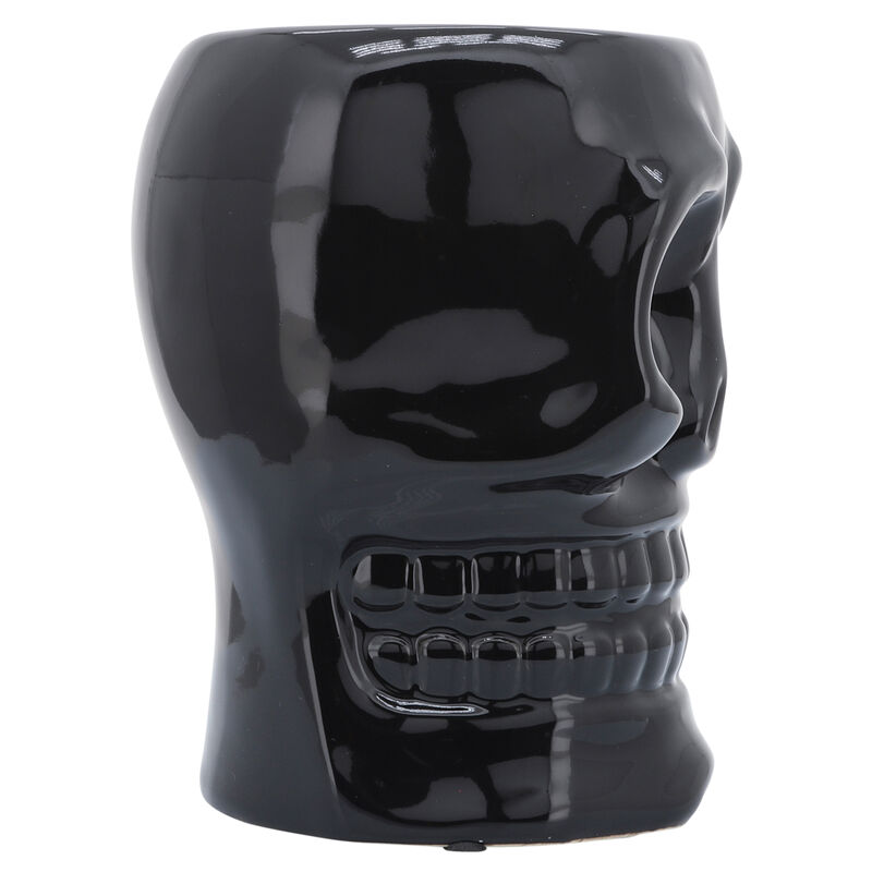 Cer, 6" Skull Vase, Black image number 3
