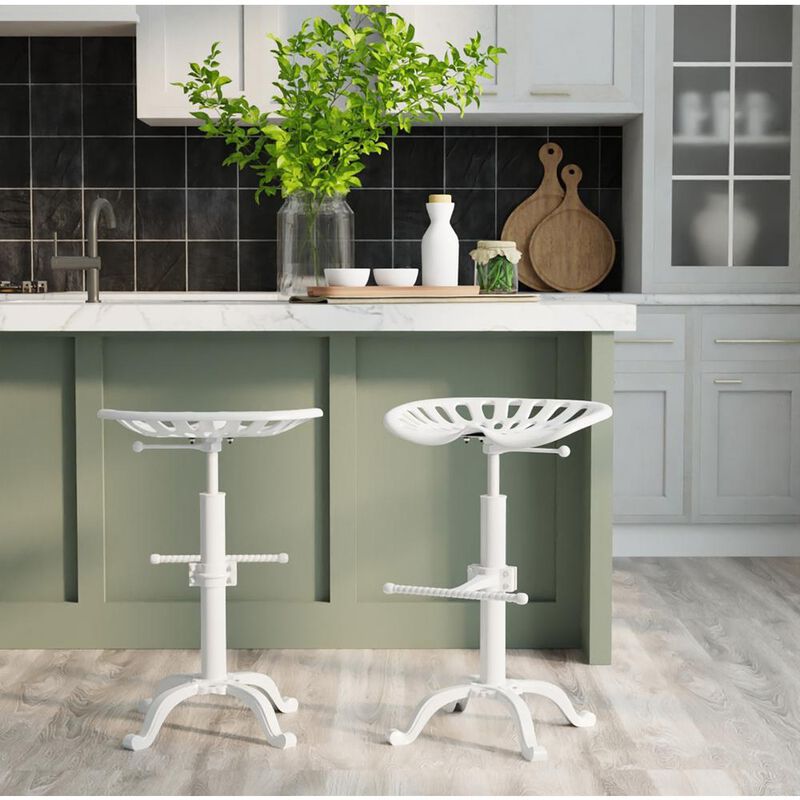 Carolina Living Adjustable Tractor Seat Barstool - White