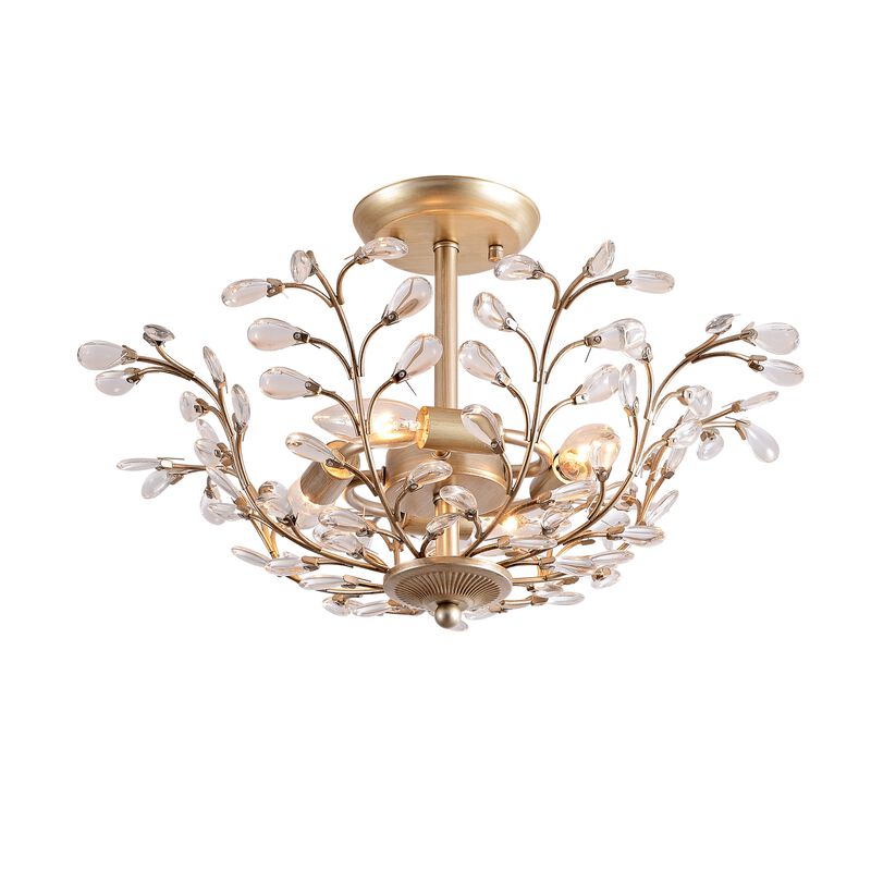 Freya Brushed Champagne Silver 4-light Crystal Bud 8-Branch Semi-Flush Mount image number 0
