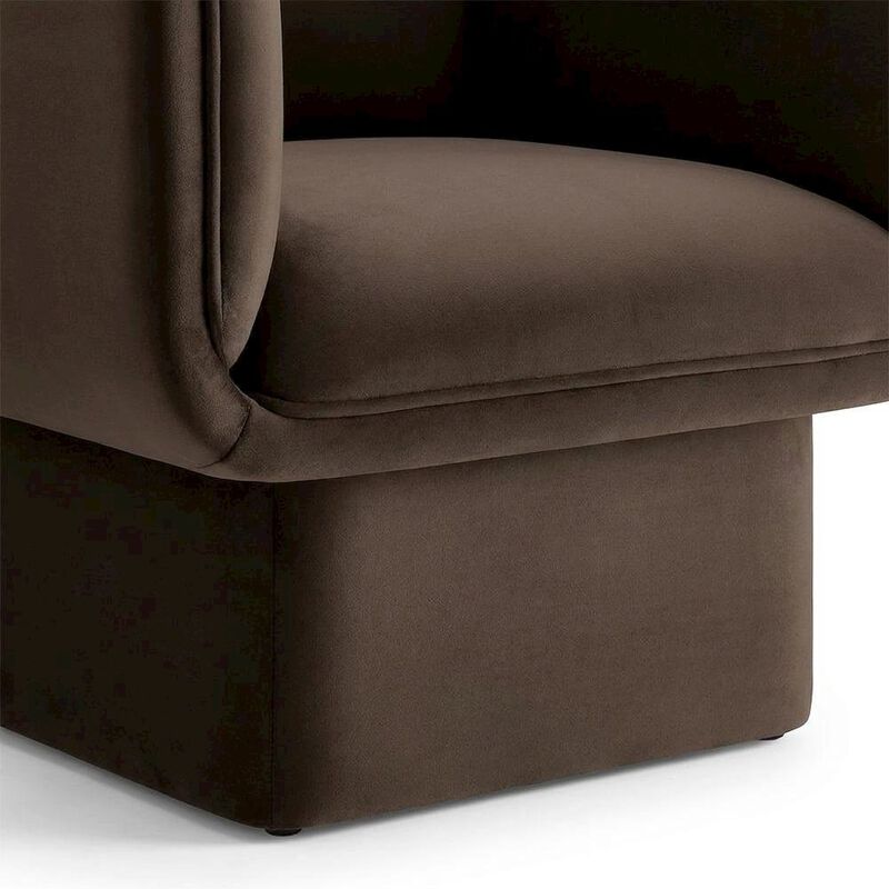 Performance Velvet Accent Chair with Padded Arms, Chocolate Brown image number 6