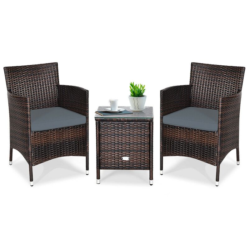 3 Pcs Outdoor Rattan Wicker Furniture Set