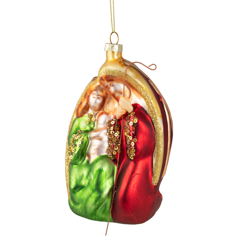 6" Religious Holy Family Glass Nativity Christmas Ornament image number 3