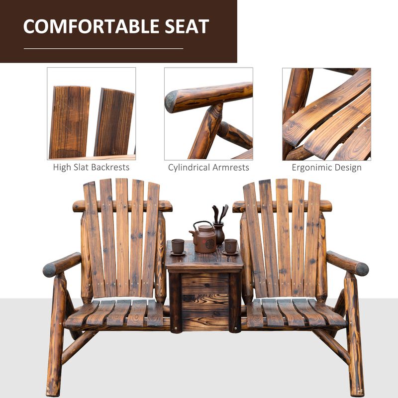 Rustic Ice Bucket Loveseat: Wooden Adirondack Double Chair for Outdoor Relaxation