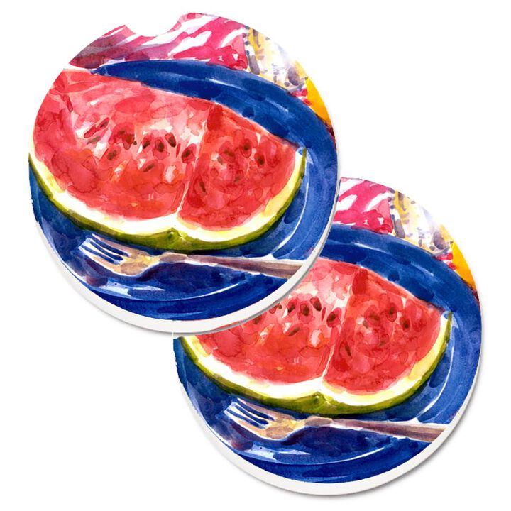 Caroline's Treasures Watermelon Set of 2 Cup Holder Car Coasters 6028CARC, 2.56, Multicolor