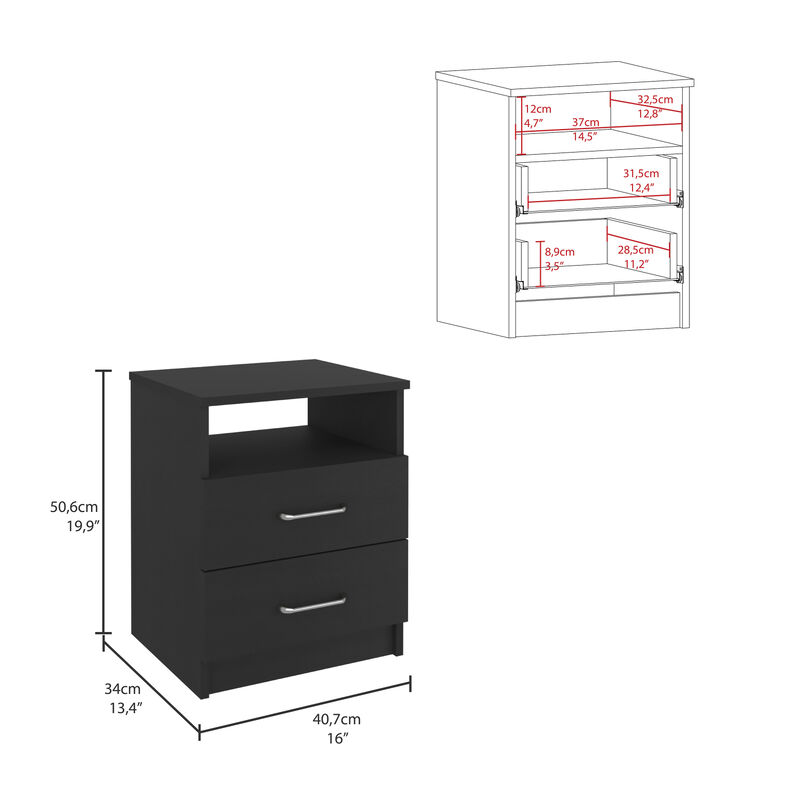 Streamdale Napoles Nightstand, Superior Top, Two Drawers, One Shelf image number 7