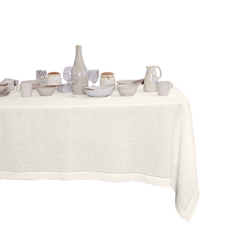 Solino Home 100% Pure Linen Tablecloth - Sonoma Hemstitch