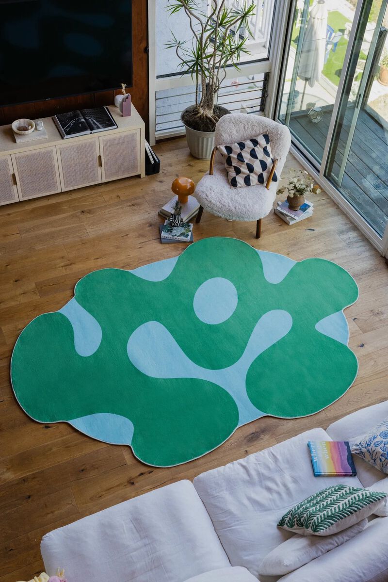 Lany Space Area Rug, Washable Rugs Non-Slip, Irregular Moss Design Rug for Living Room image number 2
