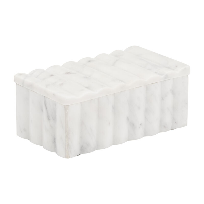 7x4" Marble Ridged Box, White image number 0