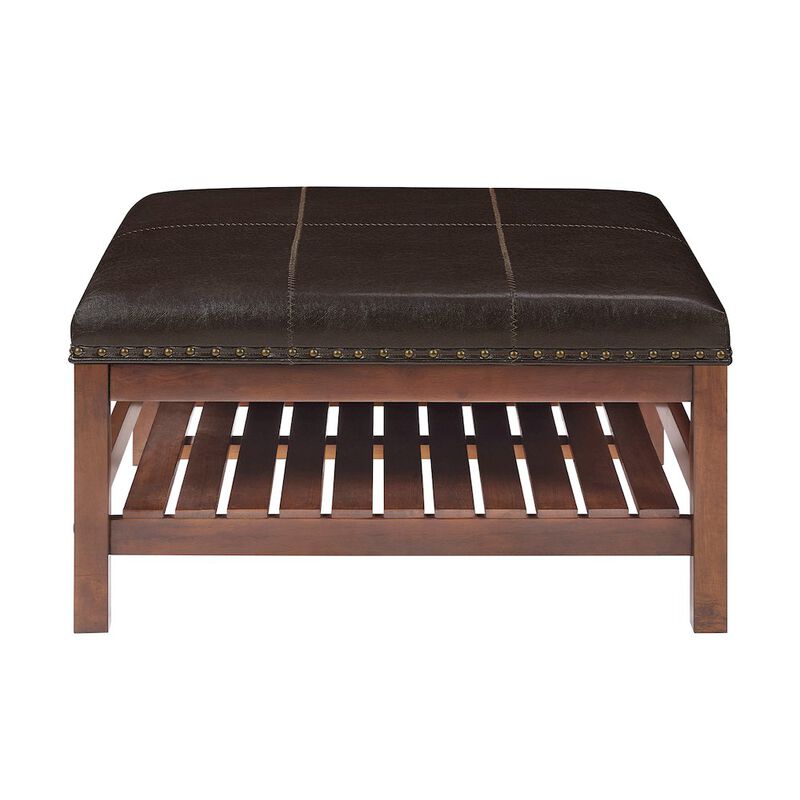 Convenience Concepts Designs4Comfort Silverton Coffee Table Cocktail Ottoman with Storage Shelf