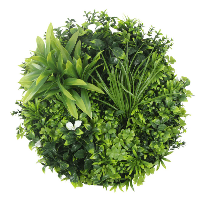Luxury Artificial Green Wall Plant Wall Circle 30" White Frame UV Resistant