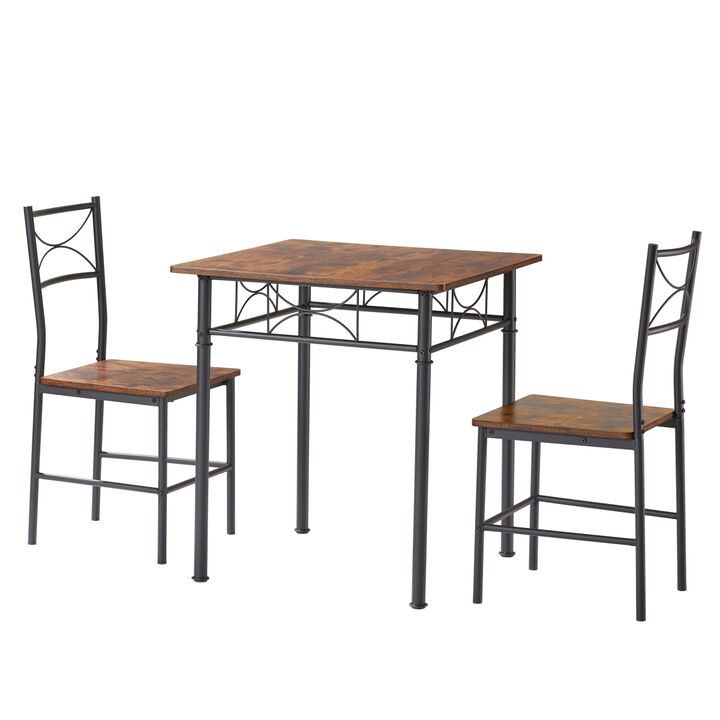 3Piece Kitchen Dining Room Table Set Retro Brown Chair