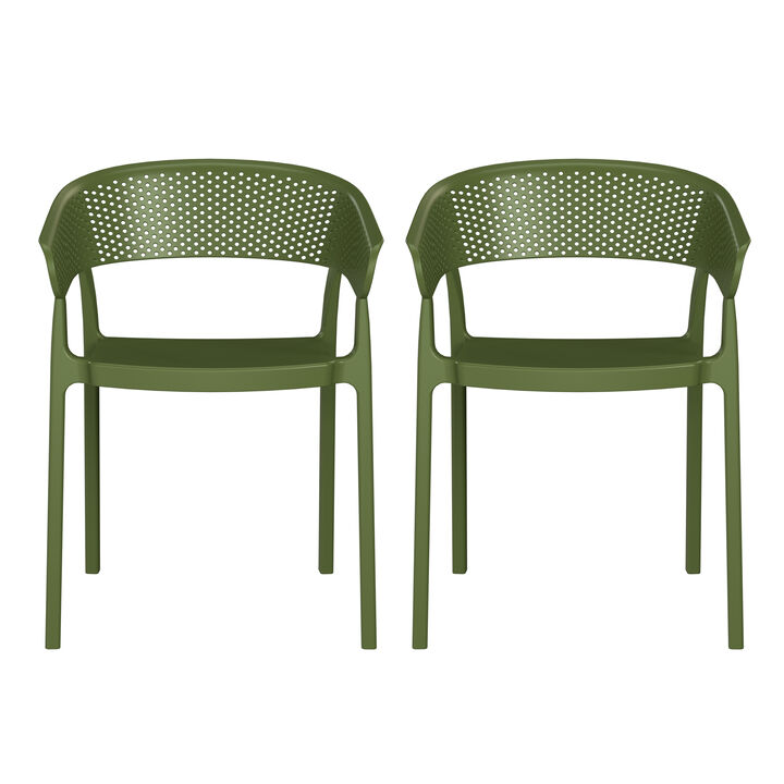 WestinTrends Outdoor Modern Stackable Plastic Resin Patio Dining Armchair (Set of 2)