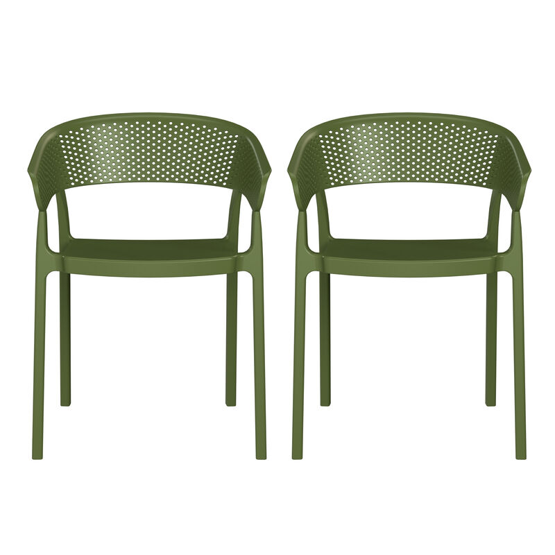 WestinTrends Outdoor Modern Stackable Plastic Resin Patio Dining Armchair (Set of 2) image number 0