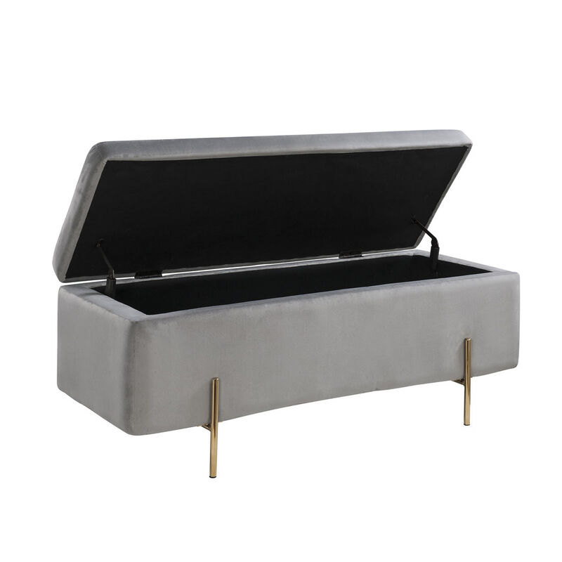 Velvet Storage Bench with Metal Legs image number 2