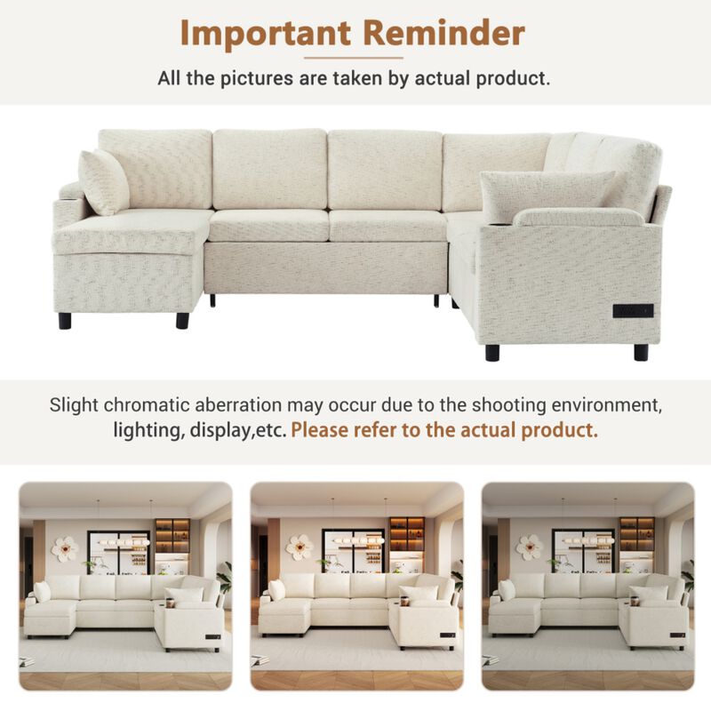 Zornug  Convertible L-Shaped Sectional Sofa Bed image number 5