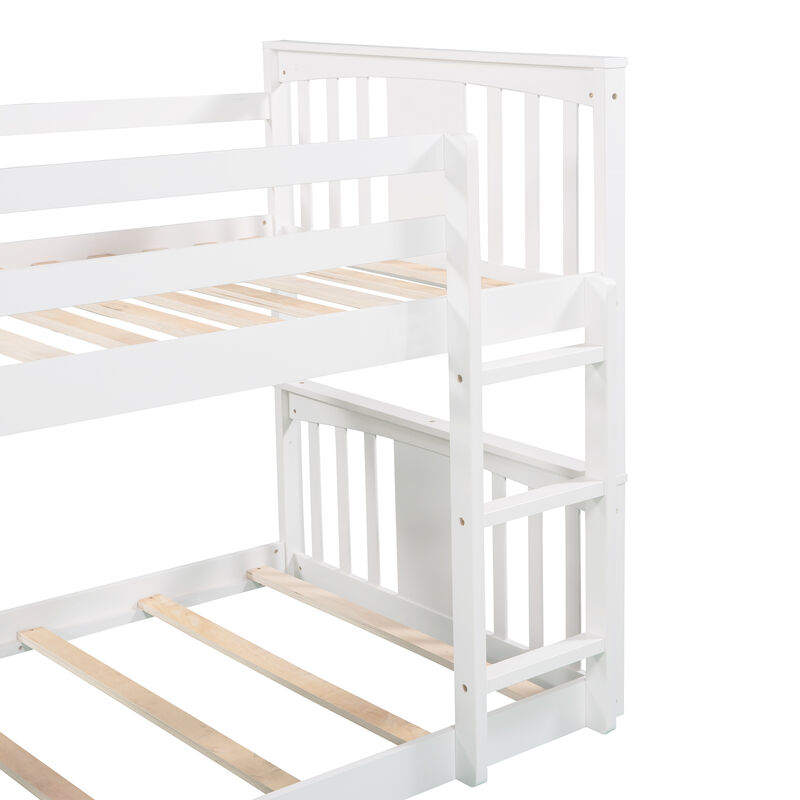 Merax Twin Over Twin Bunk Bed with Slide and Ladder