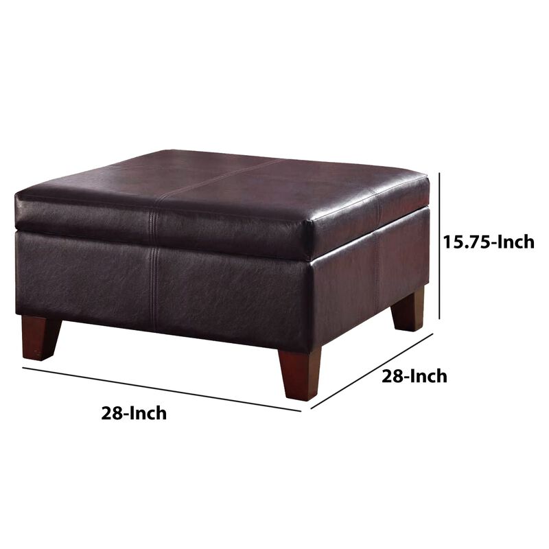 Leatherette Upholstered Wooden Ottoman With Hinged Storage, Brown, Large image number 5