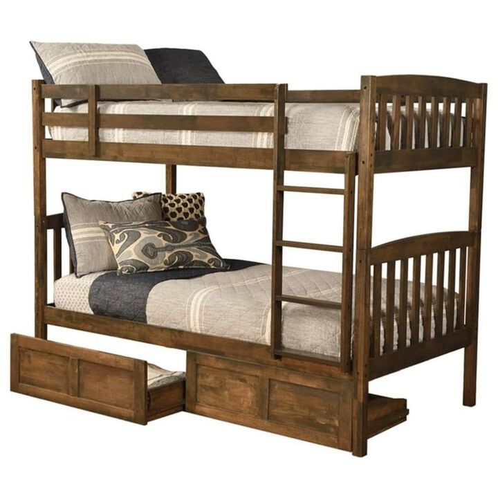 Claire Twin Wood Bunk Bed with Storage - Mattresses Not Included