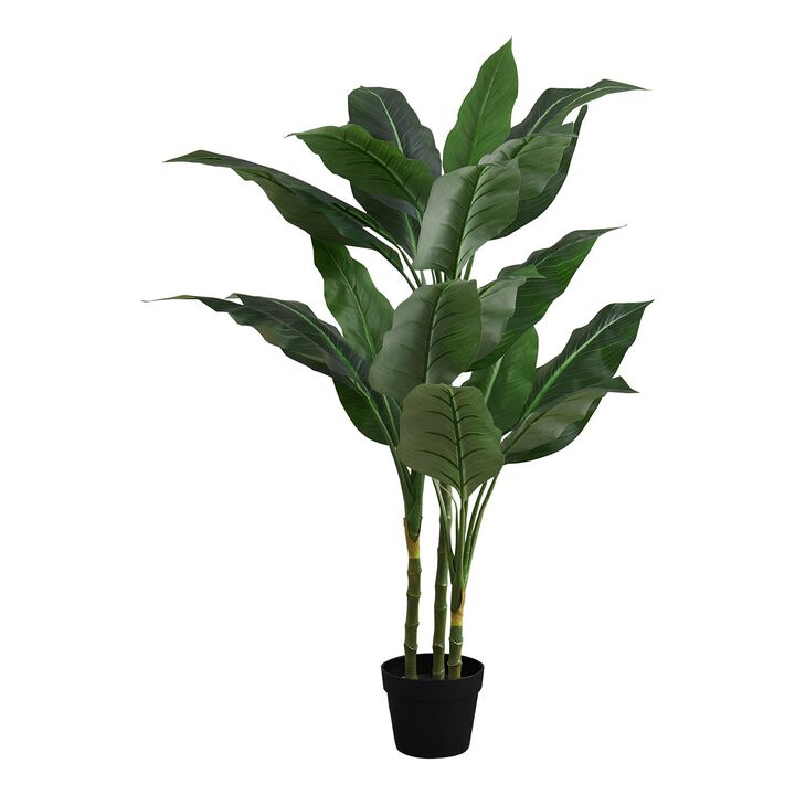 Monarch Specialties I 9512 - Artificial Plant, 42" Tall, Evergreen Tree, Indoor, Faux, Fake, Floor, Greenery, Potted, Decorative, Green Leaves, Black Pot