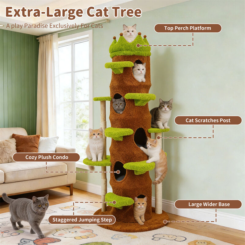 XXL Cat Tree Tower Activity Center Large Playing House Condo Rest Multiple Cats image number 5
