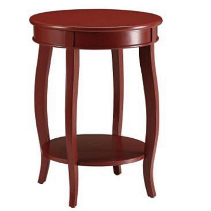 Rustic Farmhouse Round End Table &ndash; Solid Wood Table with Built-In Storage Shelf