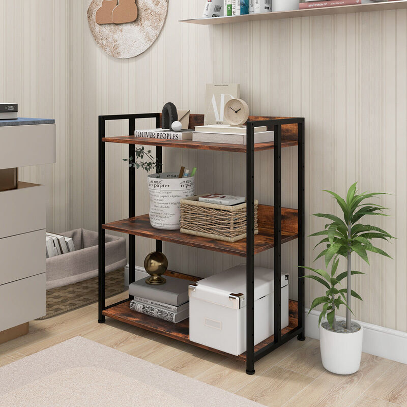 Hivvago 3-Tier Industrial Bookshelf Storage Shelf Display Rack with Adjustable Shelves image number 4