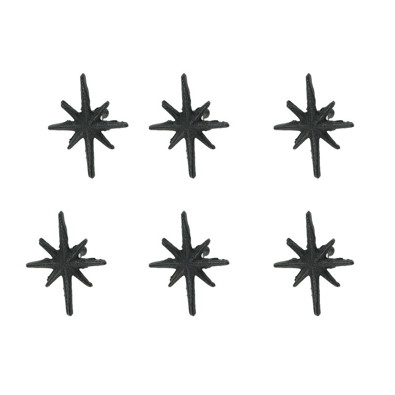 Set of 6 Antique Black Finish Mid-Century Modern D&eacute;cor Starburst Cast Iron Drawer Pulls Cabinet Knobs - 2.75 Inches High - Easy Install - Timeless Elegance image number 2