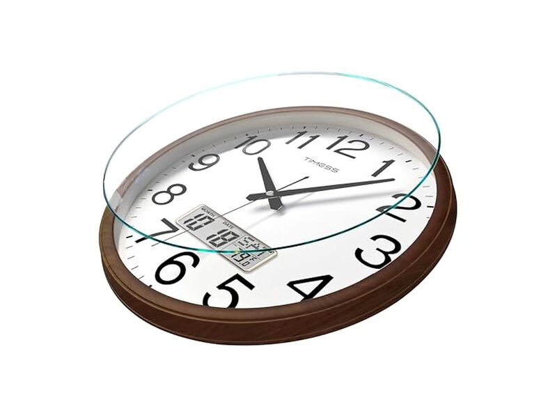 Classic Wood Style Finish Perpetual Wall Clock 13 Inch Silent Non Ticking Brown image number 2