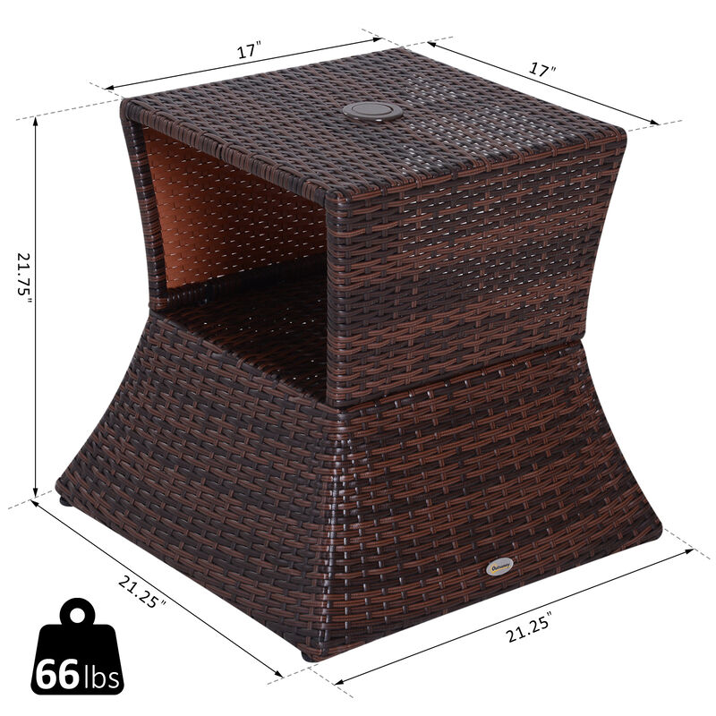 Hivvago 2-Tier Outdoor Wicker Side Table for Patio or Garden image number 2