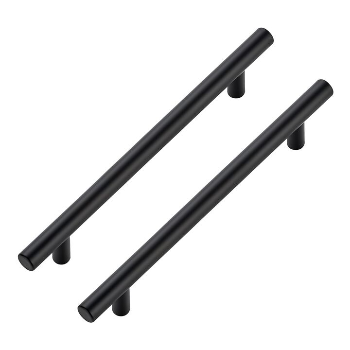 JOY DECOR 3 Pack Cabinet Handles, Black Cabinet Pulls, 6-1/4 in Hole Center Kitchen Hardware, Stainless Steel T Bar Handles for