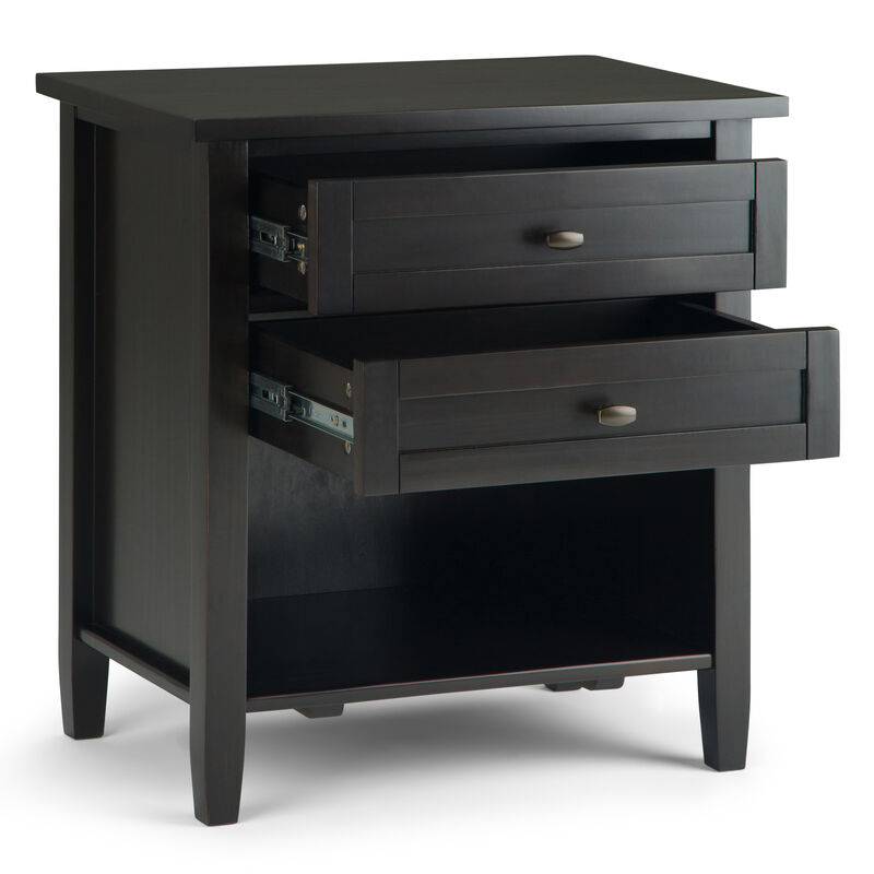 Warm Shaker SOLID WOOD 24 inch Wide Transitional Bedside Nightstand Table in Hickory Brown