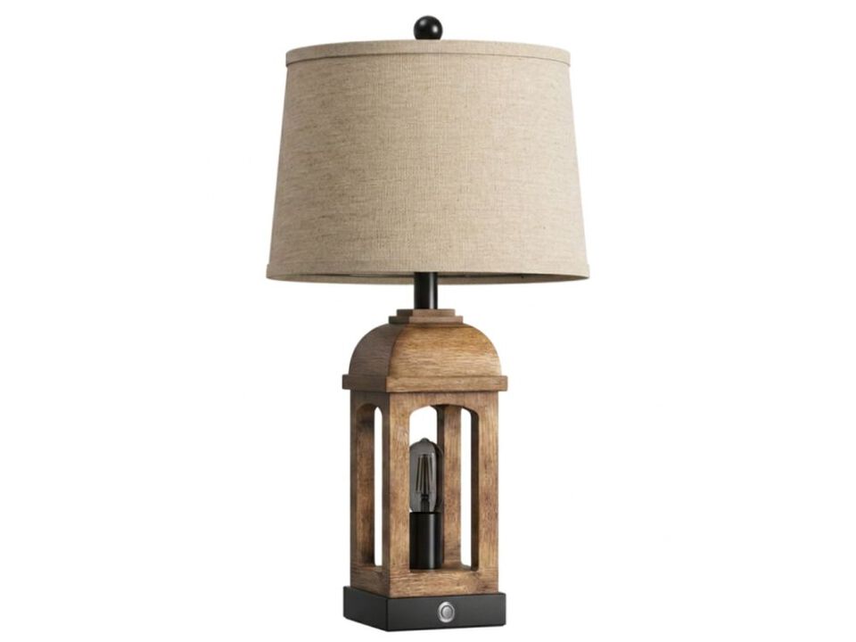 Touch Control Dimmable Table Lamp Farmhouse Wood Set of 2 Bedroom Living Room