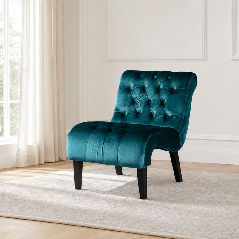 GOODSILO Armless Velvet Upholstered Accent Chair Leisure Chair with Wooden Legs for Living Room, Bedroom, Office, Small Spaces image number 2