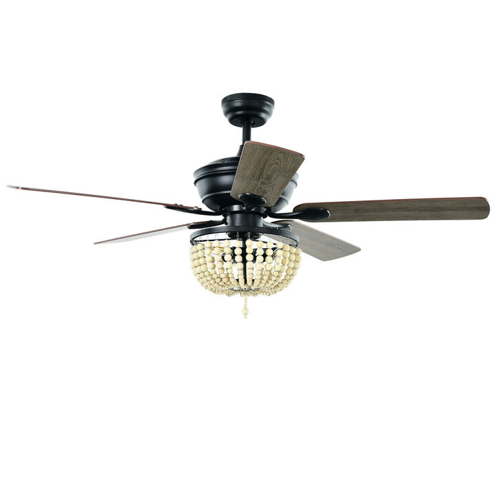 52 Inch Retro Ceiling Fan Light with Reversible Blades Remote Control