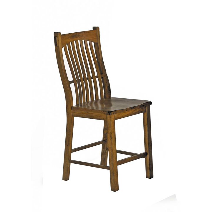 Belen Kox Rustic Oak Slatback Counter Chairs with Solid Wood Seats (Set of 2), Belen Kox