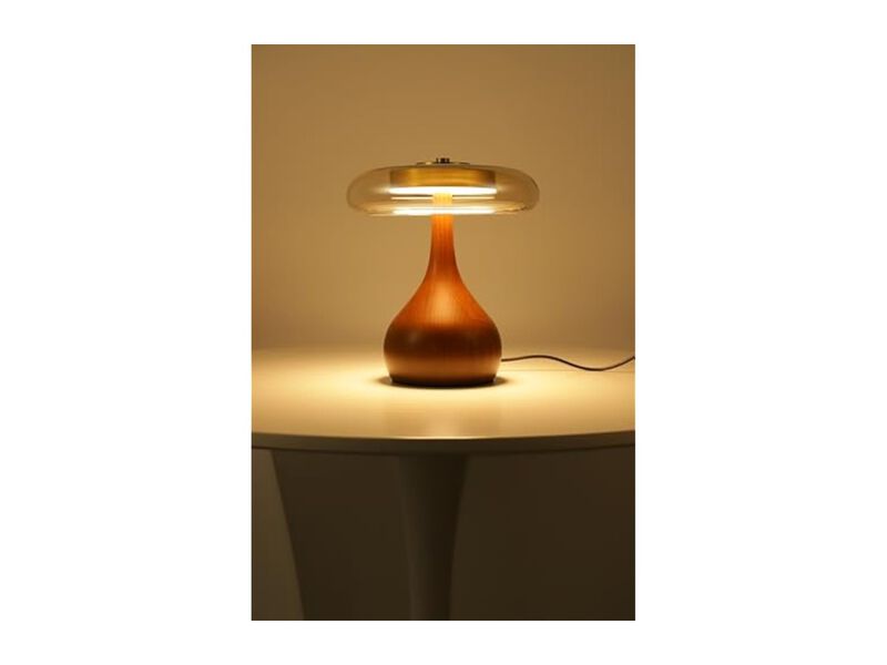LED Modern Wood Glass Mushroom Lamp For Bedroom Desk image number 3