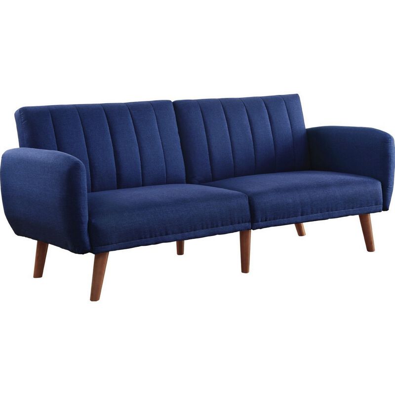 Fabric Upholstered Adjustable Sofa, Blue and Brown image number 2