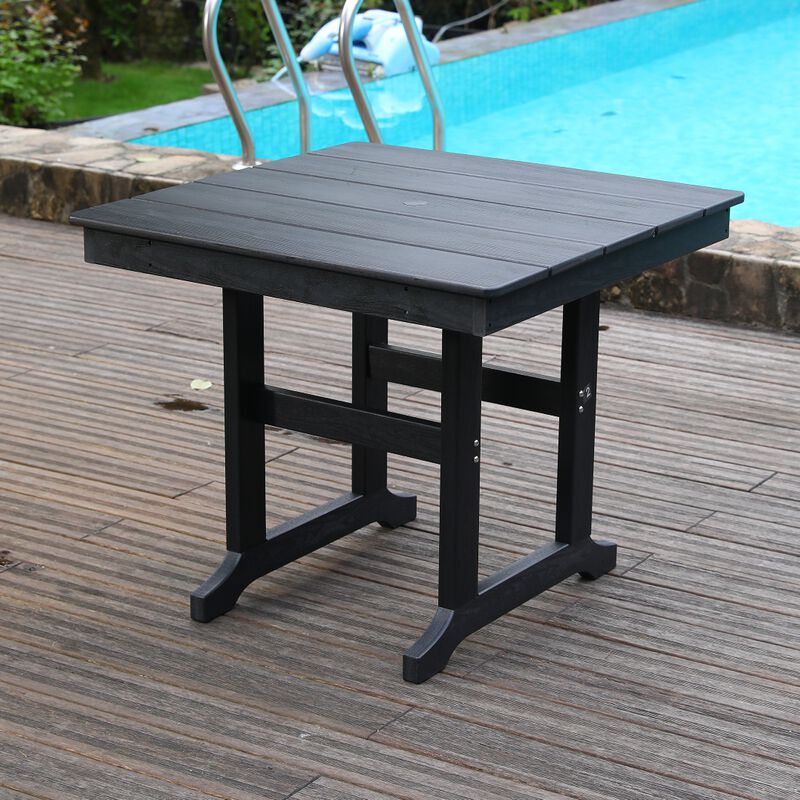 WOW PIONEER Weather Resistant HDPE Outdoor Patio Dining Table with Umbrella Hole image number 1