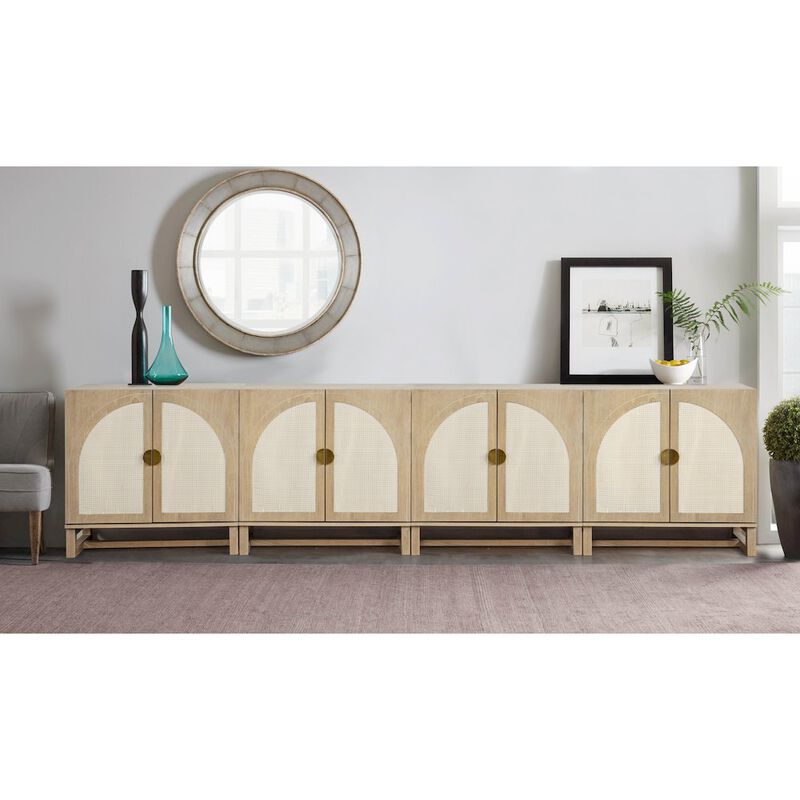 31" Wide 2-Door Accent Cabinet Natural Oak Wood Finish Boho Modern Sideboard image number 9