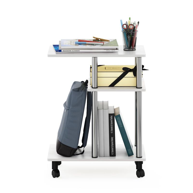 Furinno Turn-N-Tube U Shape Sofa Side Table with Casters, Americano, Stainless Steel Tubes