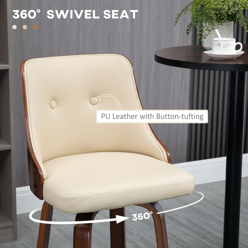 Beige Kitchen Seating: Counter Stools with Tufted PU Leather Back