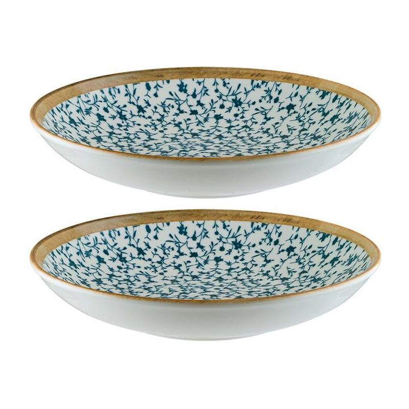 Calif dia.11" h:2.5" 57 oz. Round Decorated Porcelain Bowl (Set of 2)