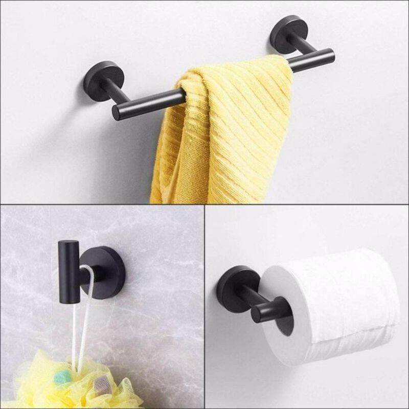 3-Piece Bathroom Hardware Set Towel Bar, Toilet Paper Holder & Towel Ring