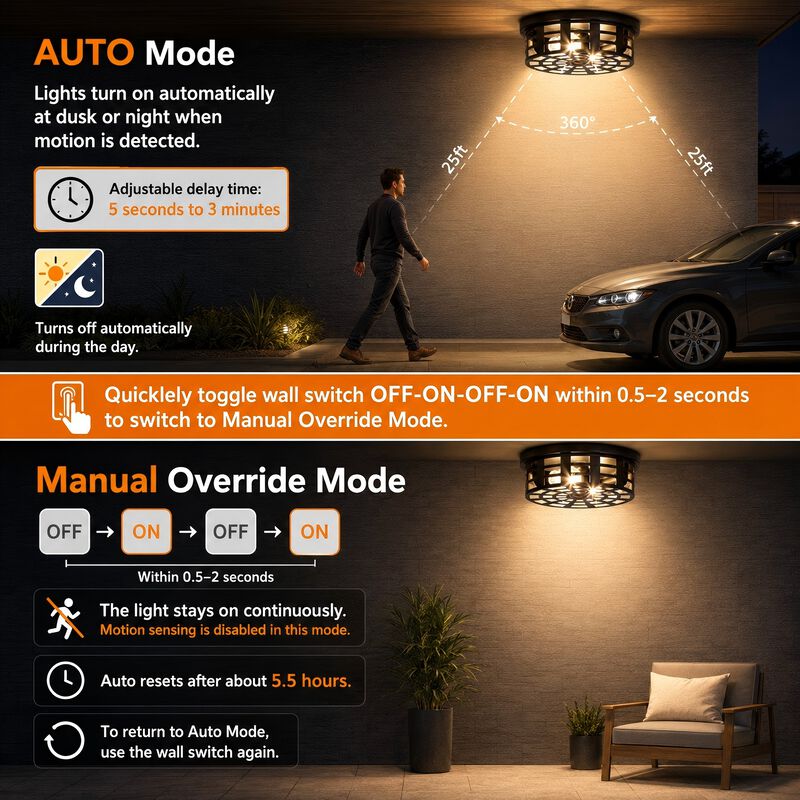 10.94" Modern 2-Light Motion Sensor Outdoor Flush Mount Light image number 4
