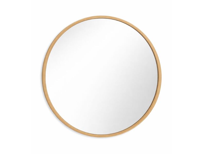 24 Inch Natural Wood Round Wall Mirror image number 0