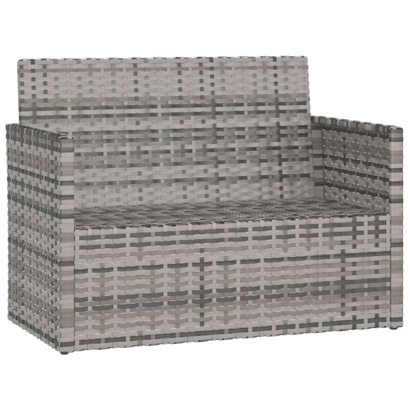 vidaXL Patio Bench with Cushions Gray 41.3" Poly Rattan