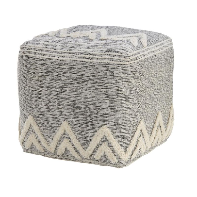 Hivvago 16 Inch Gray Fabric Pouf Ottoman