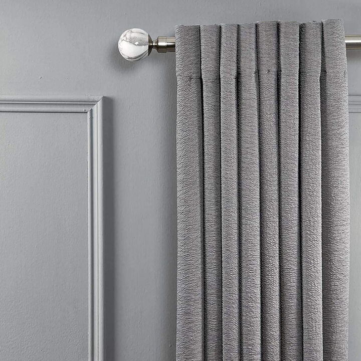 Linen Avenue Grey Stone Double Window Curtain Rod Set, 48 to 86-Inch, Brushed Nickel