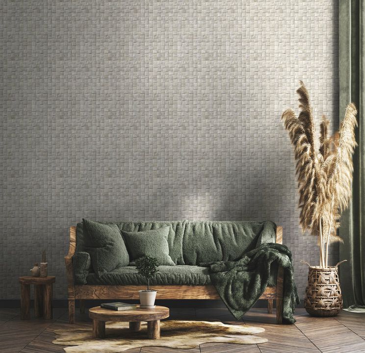 The Woods and Wicker 3D optics Silver Grey Wallpaper 45743