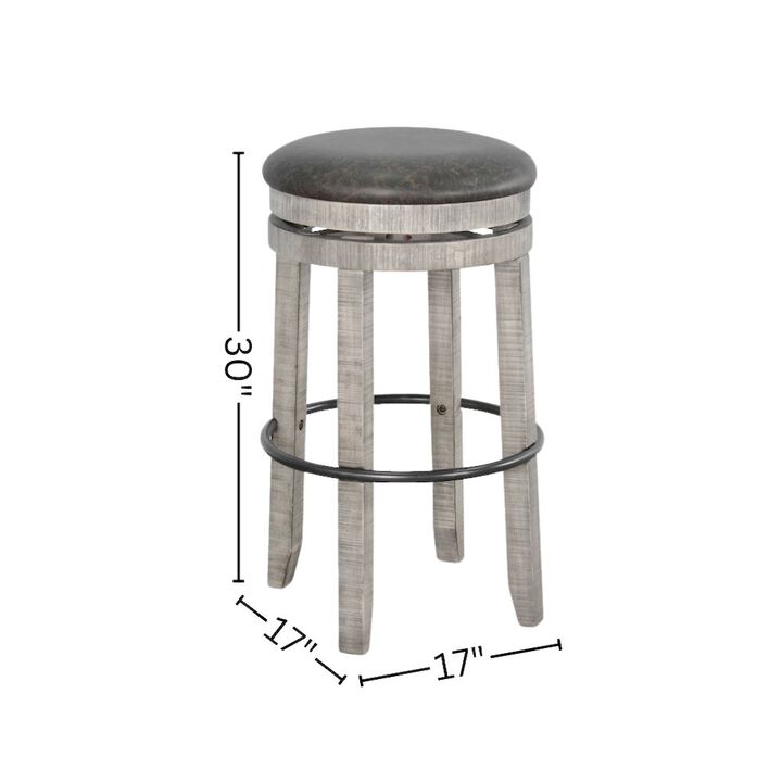 Starlight Canyon Home Gray Solid Wood Swivel Bar Stool, Cushion Seat for Counter Height Bar Stools